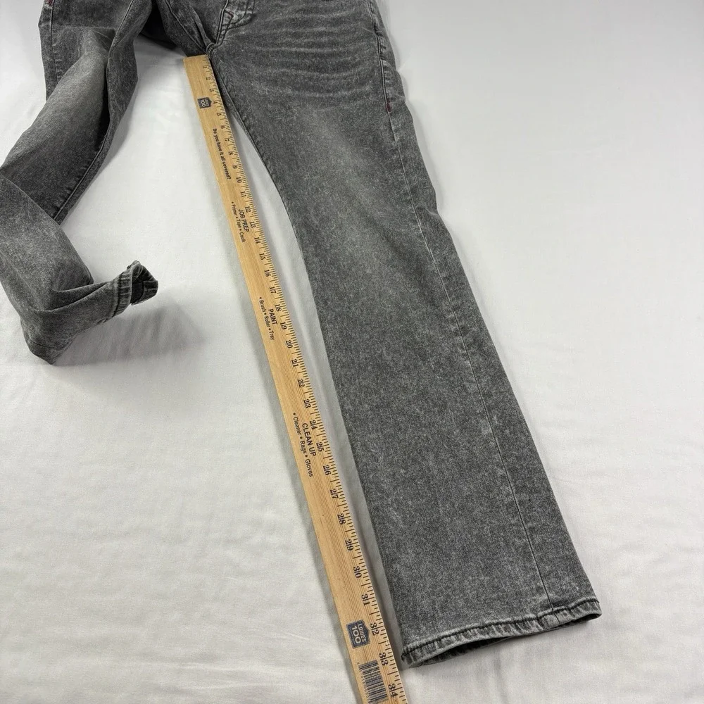 True Religion Jeans Mens 30x33 Gray Ricky Relaxed Straight Stretch Denim
